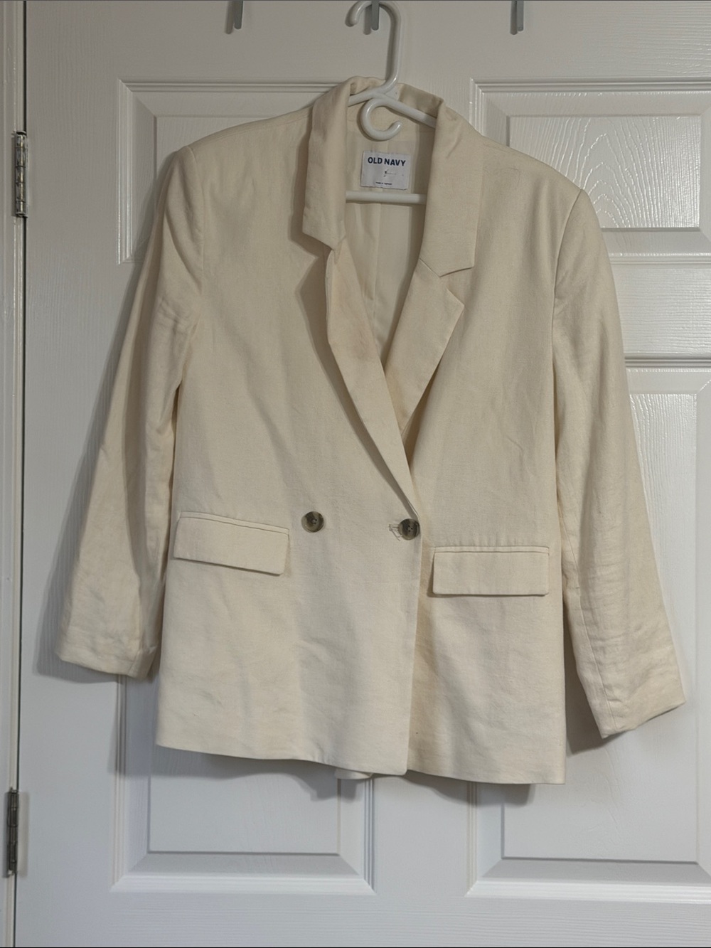 Old Navy Cream Tailored Double-Breasted Blazer